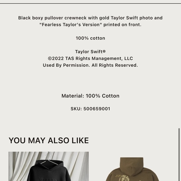 Taylor Swift “With You I’d Dance” Boxy Pullover Sweatshirt Size Large in Gray - Picture 11 of 11